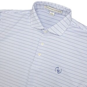 Holderness & Bourne Mens Blue Stripe Golf Polo Shirt Size M Tailored Fit